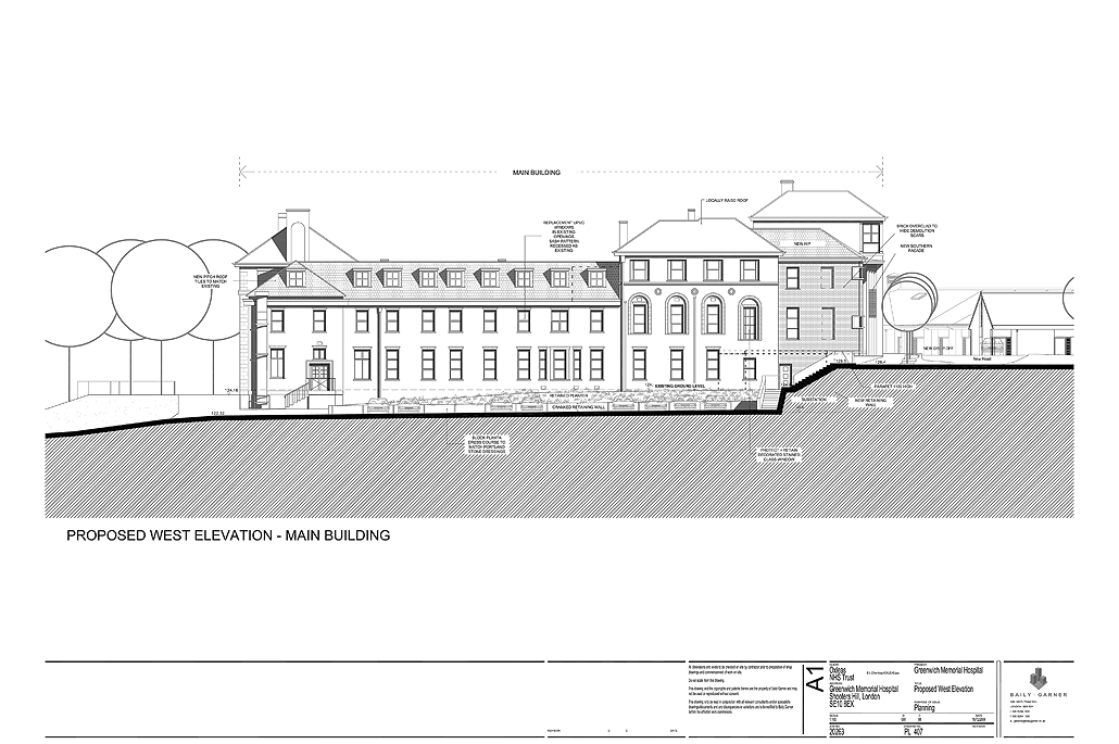 Greenwich Memorial Hospital, Greenwich, London - Planning