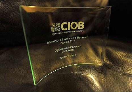 BiMUp-CIOB-International Innovation & Research Awards 2015-Trophy